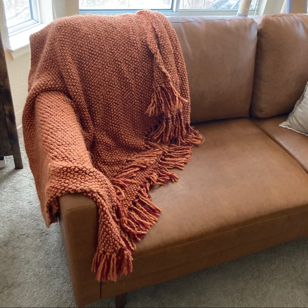 Terra Cotta Cable Knit Throw Blanket